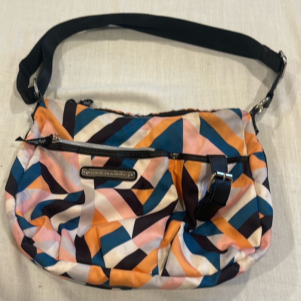 B02706 Lily BLOOM BAG GEO LINES blue pink orange